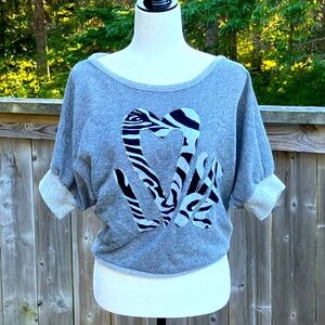 Gray Zebra Heart Print Top